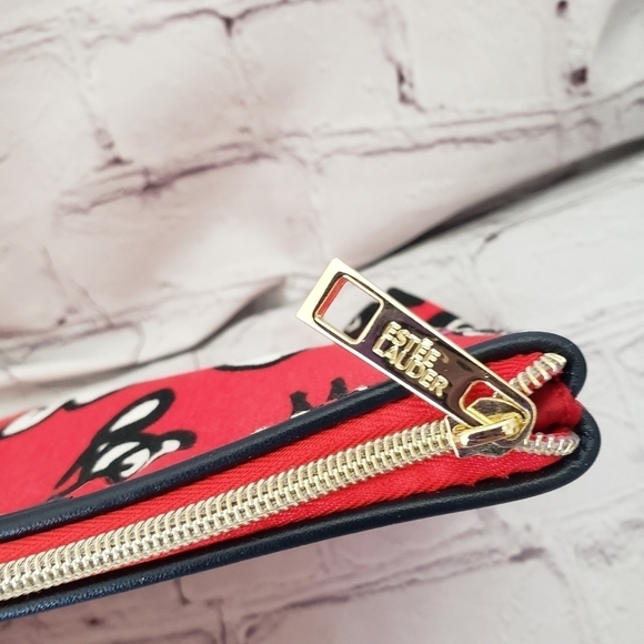 Estee Lauder X Quentin Jones Make-up Bag Red Heart Eye Lip Print Gold Top Zip - Picture 3 of 7